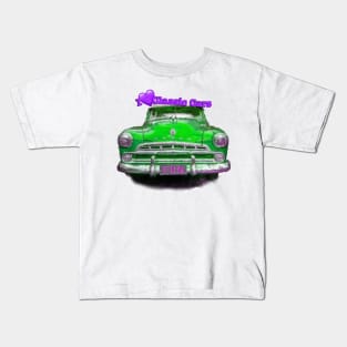 I Love Classic Cars in Green and Pink and Purple Kids T-Shirt